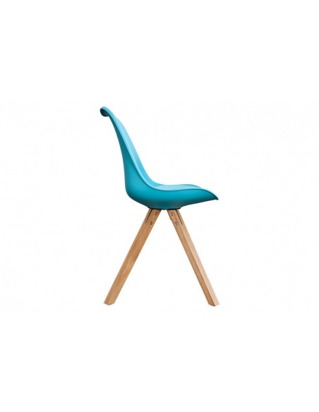 Chaise rétro SCANDINAVIA MEISTERST?CK turquoise avec pieds en bois massif