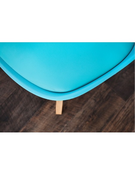 Chaise rétro SCANDINAVIA MEISTERST?CK turquoise avec pieds en bois massif