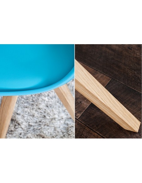 Chaise rétro SCANDINAVIA MEISTERST?CK turquoise avec pieds en bois massif