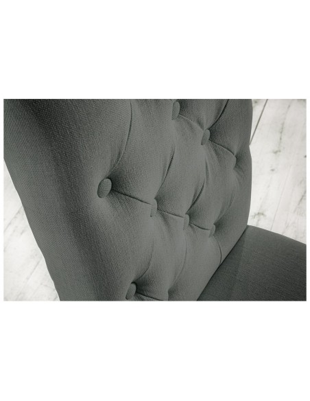 Elégante chaise CASTLE grise avec surpiqûres Chesterfield de style campagnard