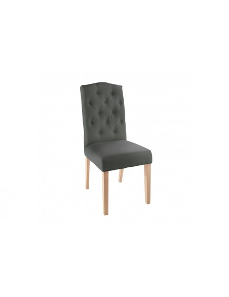 Elégante chaise CASTLE grise avec surpiqûres Chesterfield de style campagnard