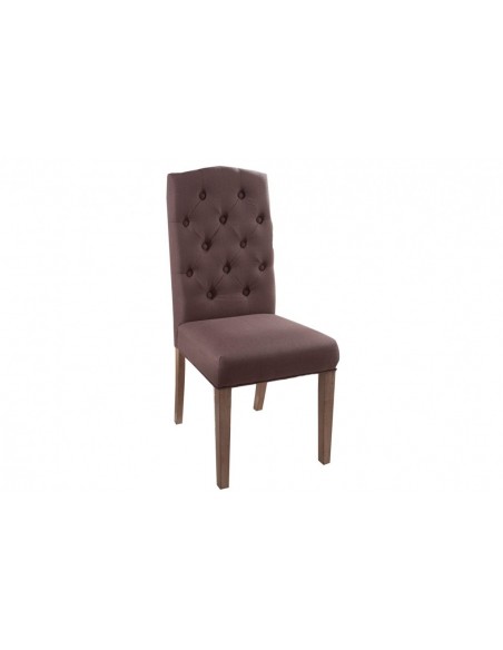 Elégante chaise CASTLE marron avec surpiqûres Chesterfield de style campagnard