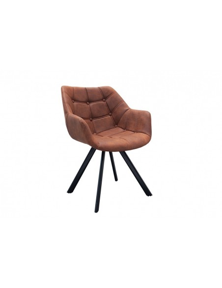 Chaise rétro THE DUTCH COURTURIER marron antique avec piq?res décoratives