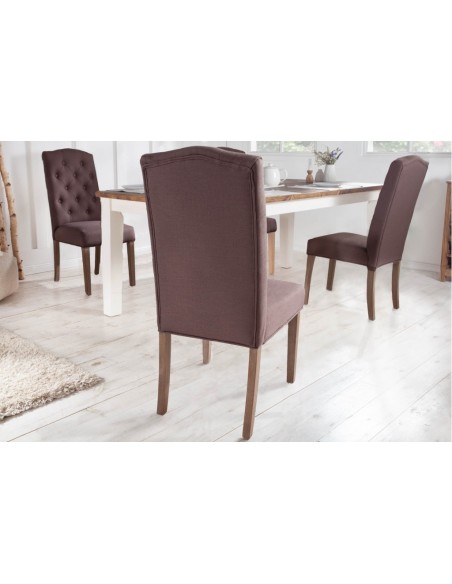 Elégante chaise CASTLE marron avec surpiqûres Chesterfield de style campagnard