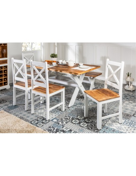 Elégante chaise de salle à manger LONG ISLAND manguier de style rustique