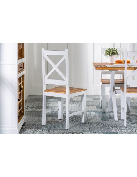 Elégante chaise de salle à manger LONG ISLAND manguier de style rustique