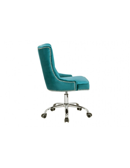 Chaise de bureau réglable en hauteur turquoise velours