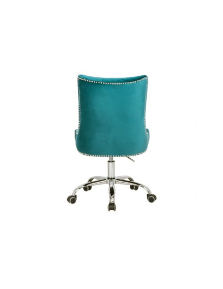Chaise de bureau réglable en hauteur turquoise velours