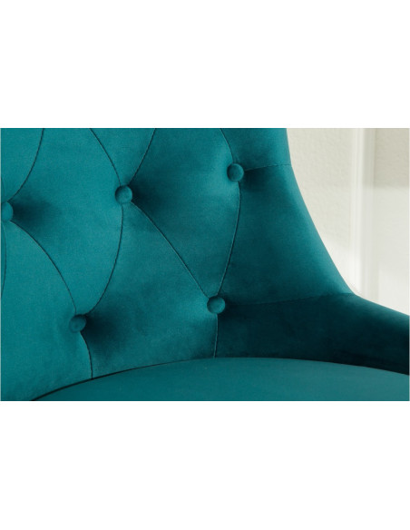 Chaise de bureau réglable en hauteur turquoise velours