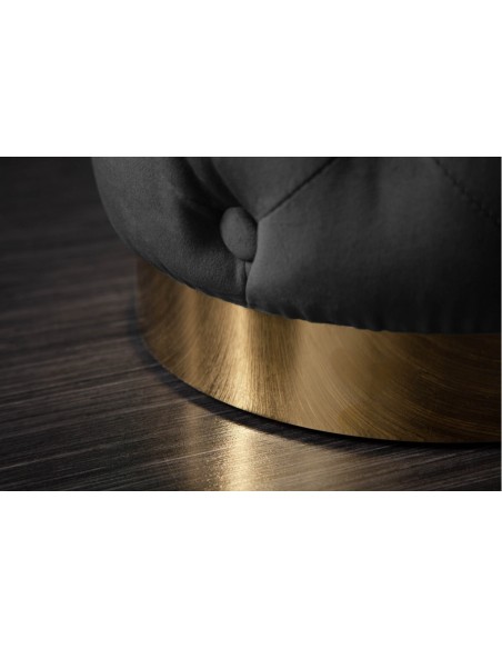 Tabouret élégant MODERN 37cm velours noir pied or