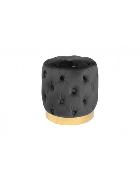 Tabouret élégant MODERN 37cm velours noir pied or