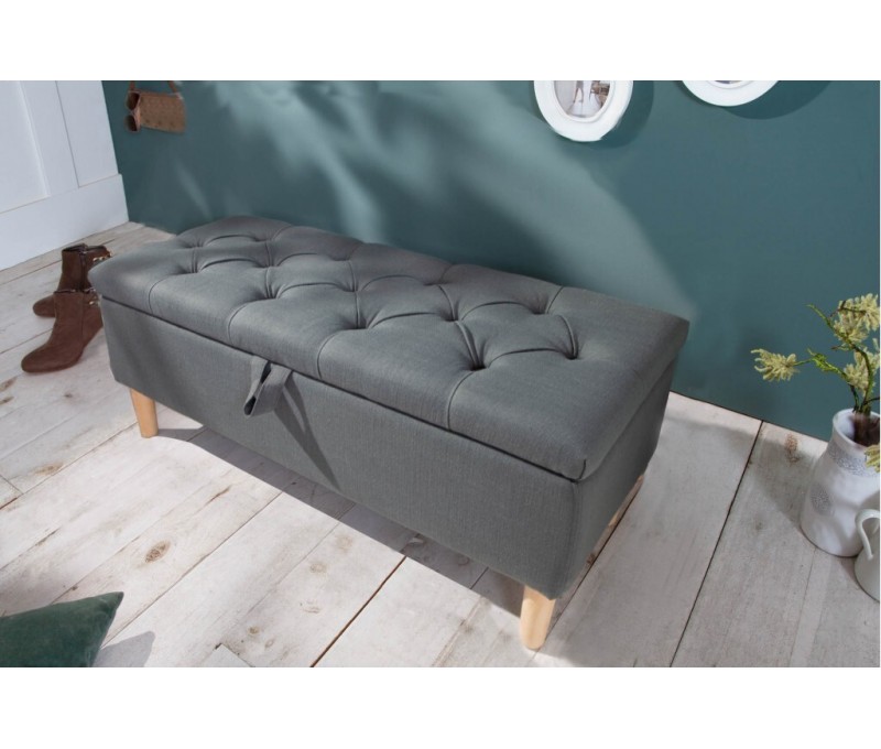 Banc coffre 100cm gris avec espace de...