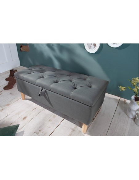 Banc coffre 100cm gris avec espace de rangement