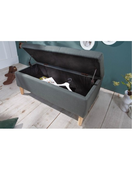 Banc coffre 100cm gris avec espace de rangement