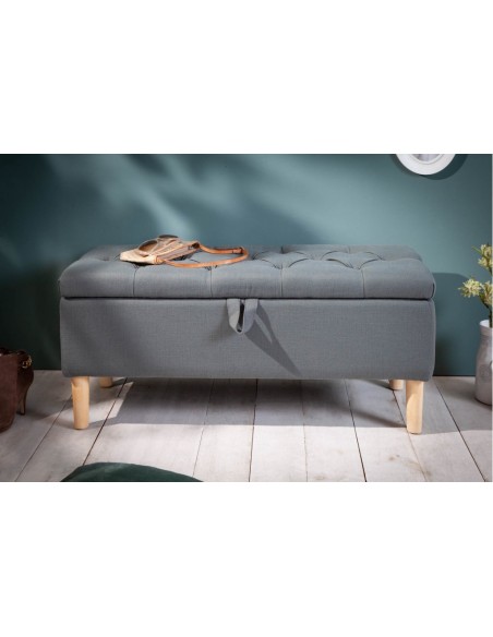 Banc coffre 100cm gris avec espace de rangement