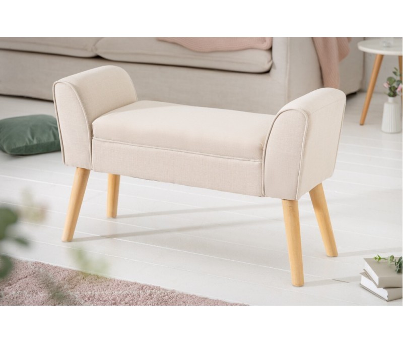 Banc élégant 90cm beige avec accoudoirs