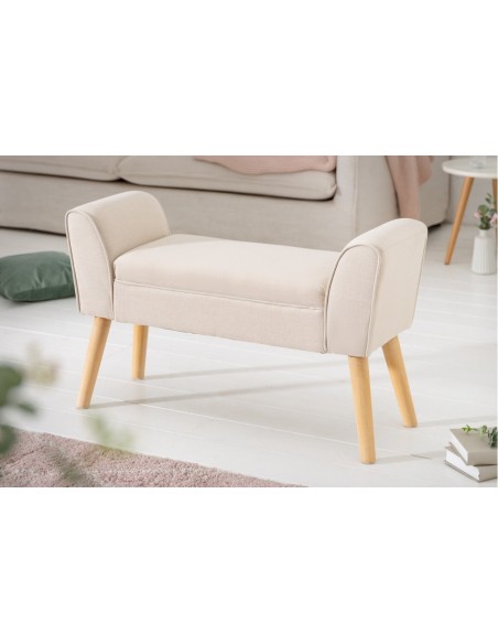 Banc élégant 90cm beige avec accoudoirs