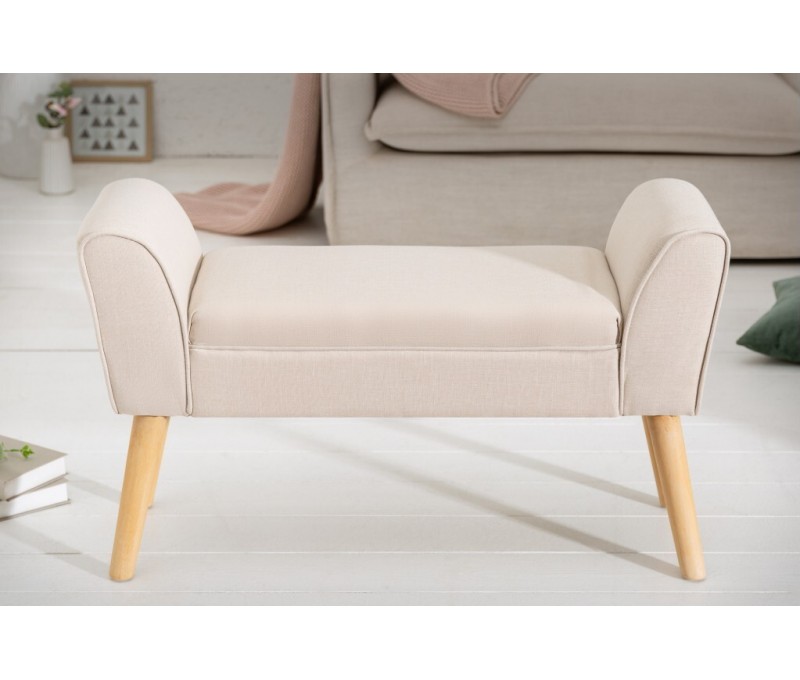 Banc élégant 90cm beige avec accoudoirs