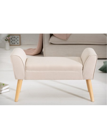 Banc élégant 90cm beige avec accoudoirs
