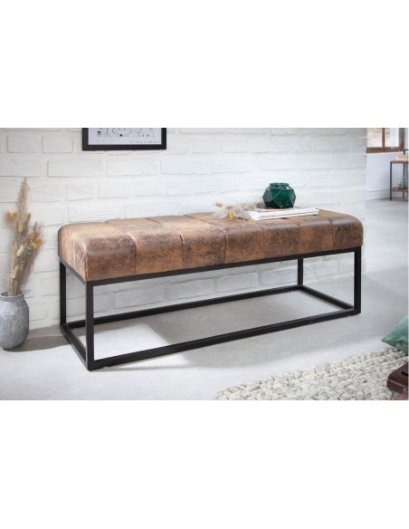 Banc élégant 108cm brun antique cadre noir