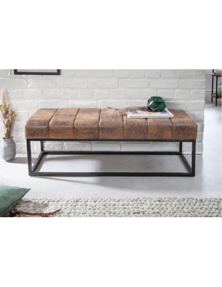 Banc élégant 108cm brun antique cadre noir