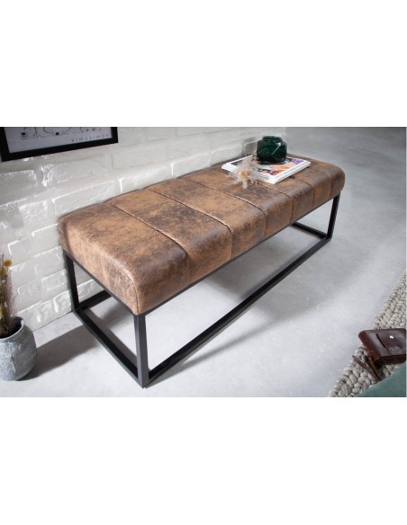 Banc élégant 108cm brun antique cadre noir