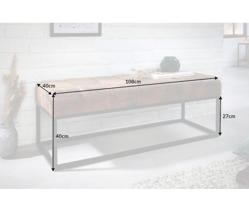 Banc élégant 108cm brun antique cadre...