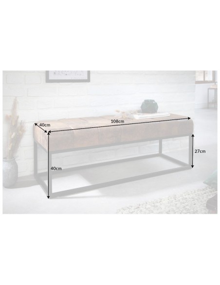 Banc élégant 108cm brun antique cadre noir