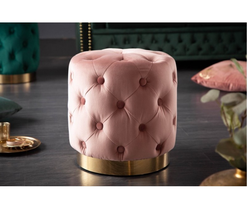 Tabouret BAROCK 37cm velours rose...