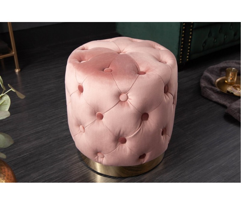 Tabouret BAROCK 37cm velours rose...