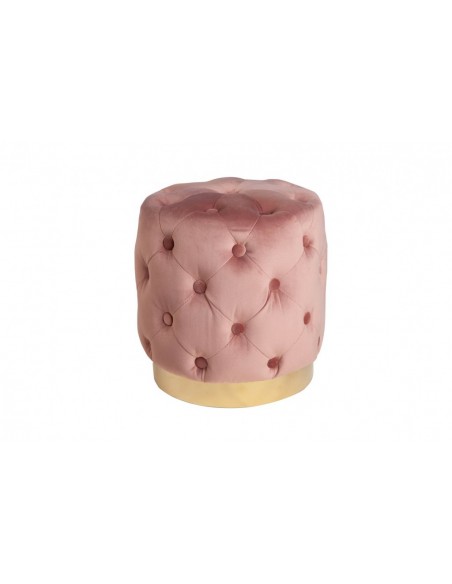 Tabouret BAROCK 37cm velours rose pied or