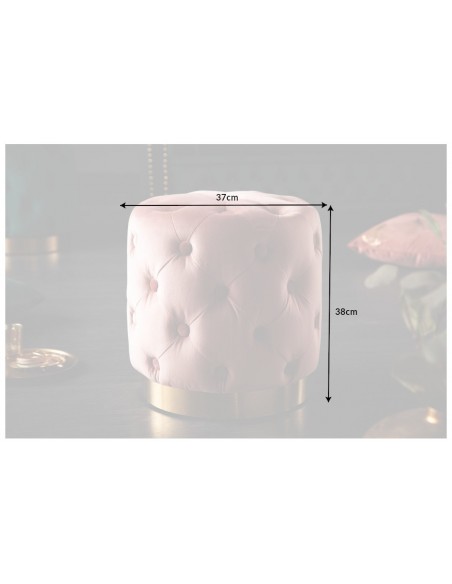Tabouret BAROCK 37cm velours rose pied or