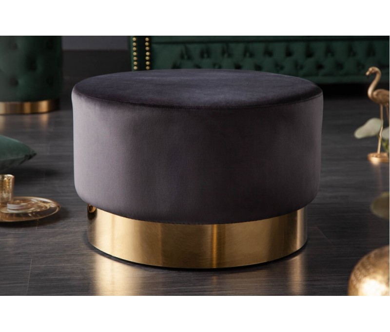Tabouret velours noir et couleur or 55cm
