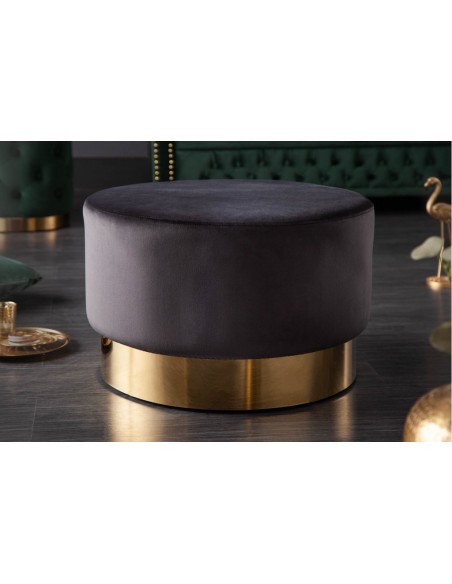 Tabouret velours noir et couleur or 55cm