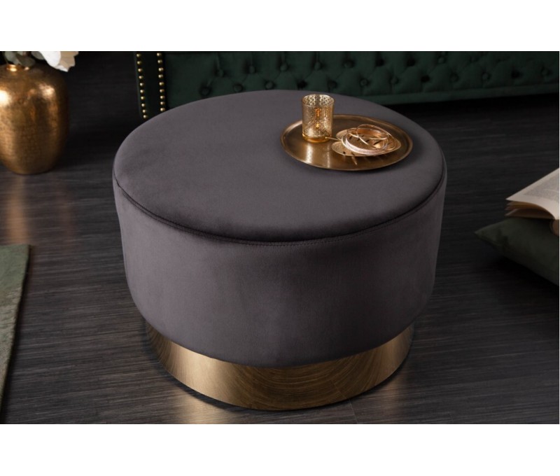 Tabouret velours noir et couleur or 55cm