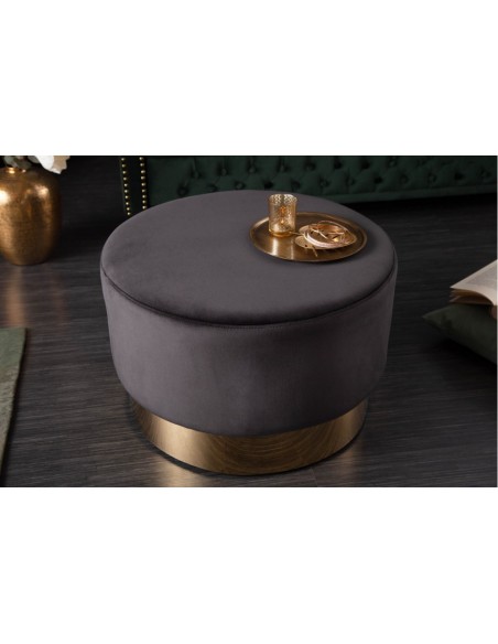 Tabouret velours noir et couleur or 55cm