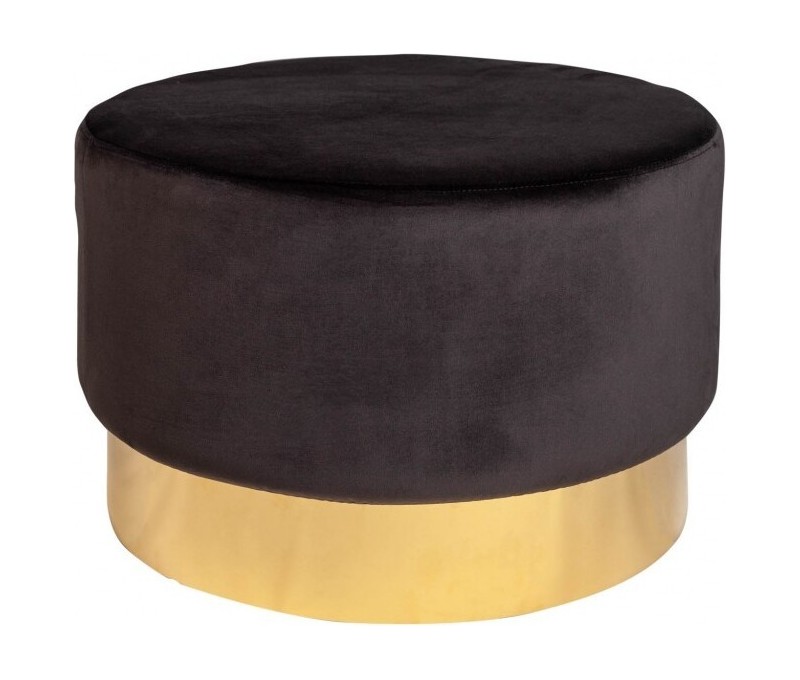 Tabouret velours noir et couleur or 55cm