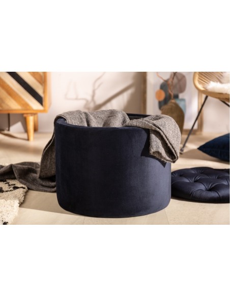 Tabouret élégant MODERN BAROCK 50cm velours bleu foncé
