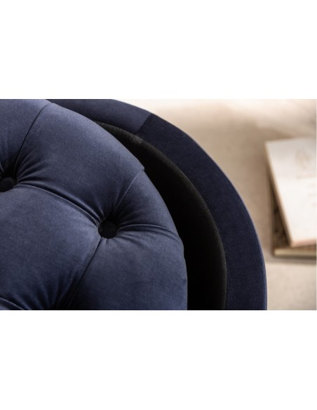 Tabouret élégant MODERN BAROCK 50cm velours bleu foncé
