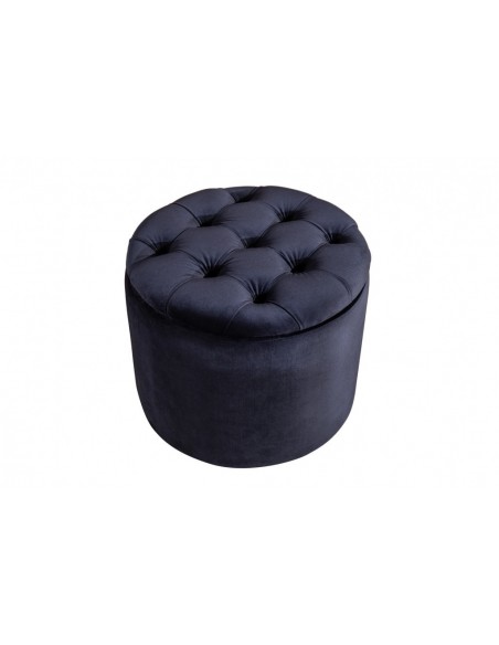 Tabouret élégant MODERN BAROCK 50cm velours bleu foncé