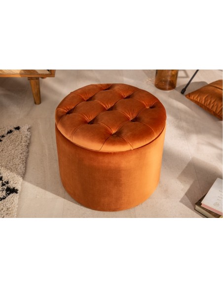 élégante tabouret MODERN 50cm velours orange-bronze