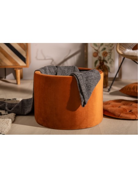 élégante tabouret MODERN 50cm velours orange-bronze