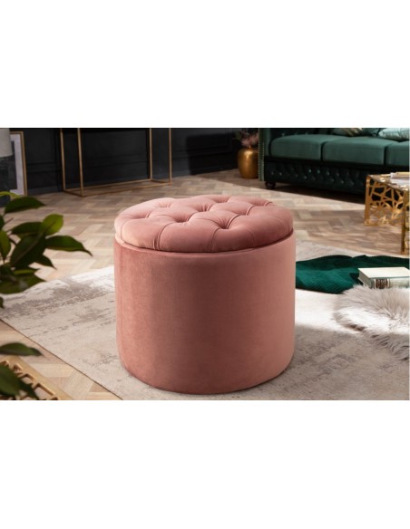 Tabouret élégant avec rangement MODERN 50cm velours rose