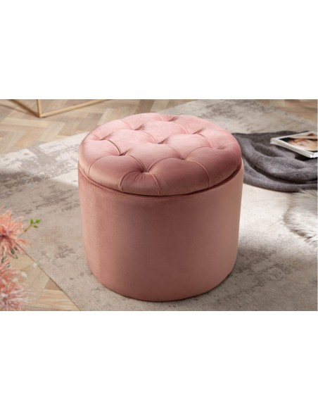 Tabouret élégant avec rangement MODERN 50cm velours rose