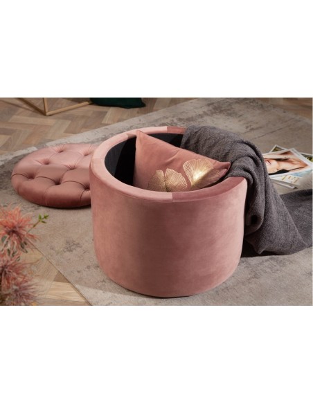 Tabouret élégant avec rangement MODERN 50cm velours rose
