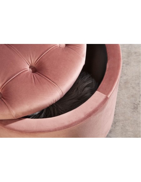 Tabouret élégant avec rangement MODERN 50cm velours rose