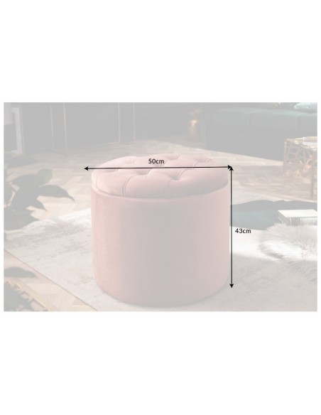 Tabouret élégant avec rangement MODERN 50cm velours rose