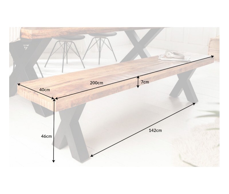 Banc industriel IRON CRAFT 200cm bois...