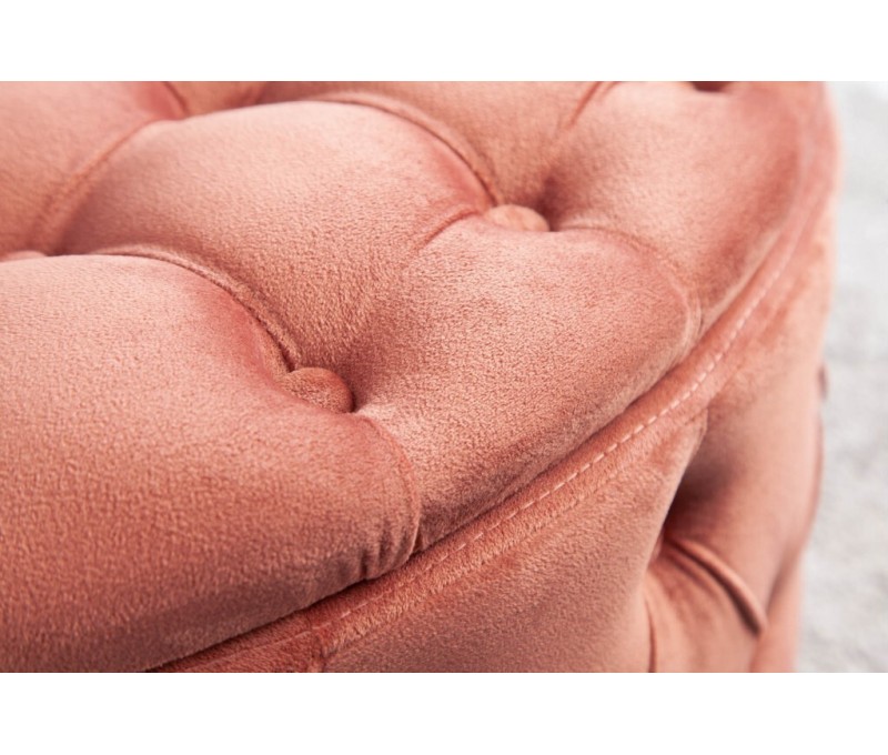 Pouf rond avec coffre 75cm velours rose