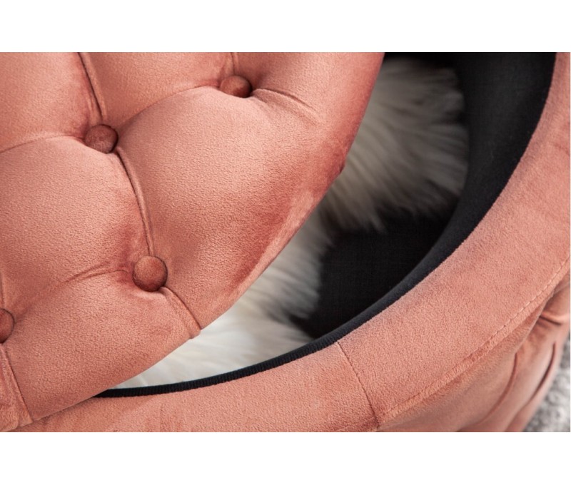 Pouf rond avec coffre 75cm velours rose